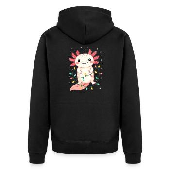 Axolotl Weihnachten Weihnachtspullover lustig süß - Unisex Premium Bio Zip Hoodie - Schwarz - Hinten - Nico (187cm)