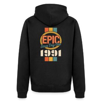 Légendaire depuis 1991 - Veste à capuche bio Premium Unisexe - noir - Dos - Nico (187cm)