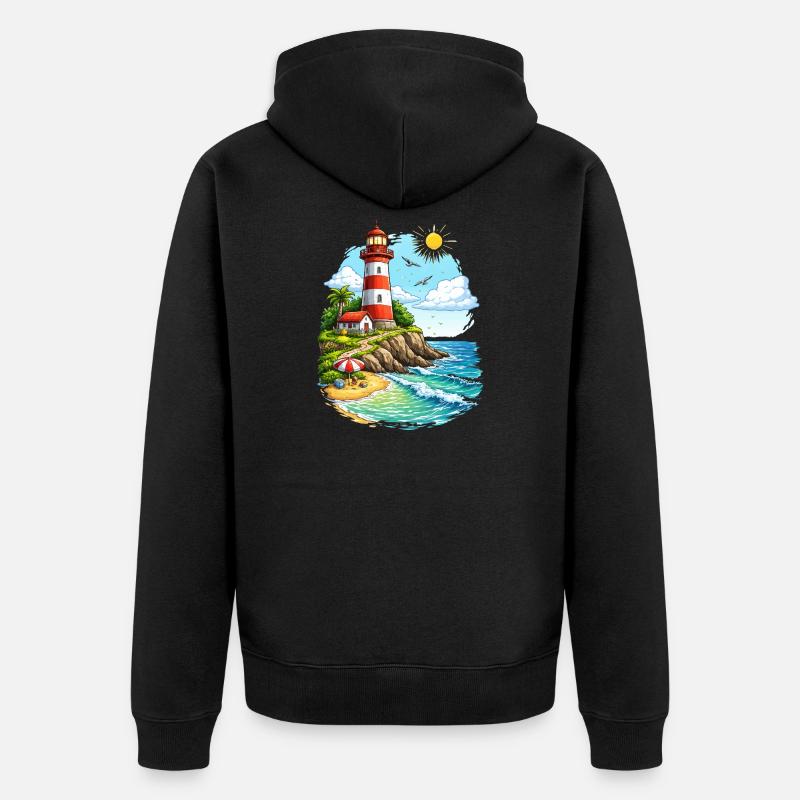 Phare Paradis Côtier - Veste à capuche bio Premium Unisexe - noir