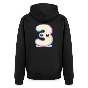 Numéro 3 Kawaii Pastel - Veste à capuche bio Premium Unisexe - noir - Dos - Nico (187cm)