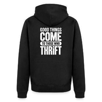 Good Things Come to Those Who Thirst - Unisex Premium Organic Zip Hoodie - black - Back - Nico (187cm)