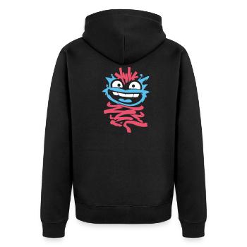 Kleine Monster: Punk-Affe mit Zwinkern - Unisex Premium Bio Zip Hoodie - Schwarz - Hinten - Nico (187cm)
