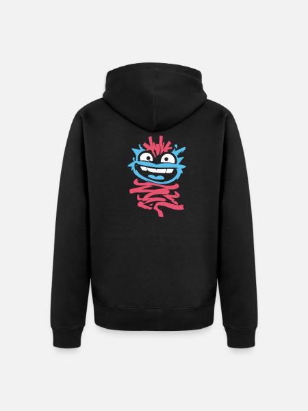 Little Monsters: Punk Monkey with Wink - Unisex Premium Organic Zip Hoodie - black