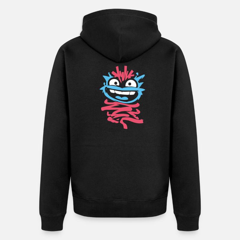 Kleine Monster: Punk-Affe mit Zwinkern - Unisex Premium Bio Zip Hoodie - Schwarz