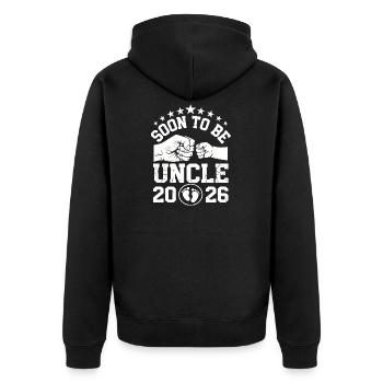 Annonce du nouveau bébé bientôt de l’oncle 2026 - Veste à capuche bio Premium Unisexe - noir - Dos - Nico (187cm)