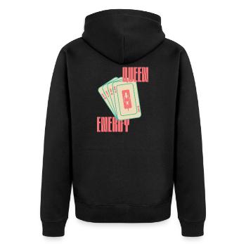 Queen Energy - Unisex Premium Bio Zip Hoodie - Schwarz - Hinten - Nico (187cm)