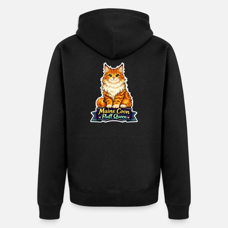 Maine Coon Fluff Queen Katze Design - Unisex Premium Bio Zip Hoodie - Schwarz