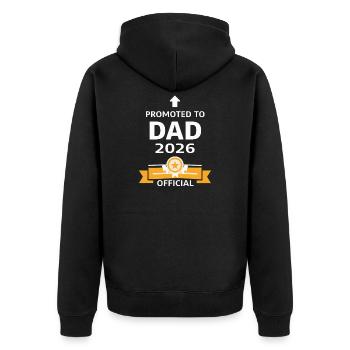 Beförderung zum Vater 2026 - Unisex Premium Bio Zip Hoodie - Schwarz - Hinten - Nico (187cm)