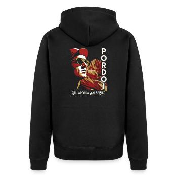 Passo Pordoi Noir Sellaronda Ski & Bike Art - Unisex Premium Organic Zip Hoodie - black - Back - Nico (187cm)