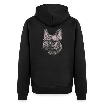 Französischer Bulldogge – Stockillustration - Unisex Premium Bio Zip Hoodie - Schwarz - Hinten - Nico (187cm)