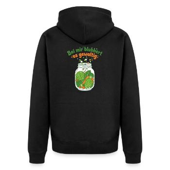 Pot Mason de légumes de fermentation bouillonnant - Veste à capuche bio Premium Unisexe - noir - Dos - Nico (187cm)