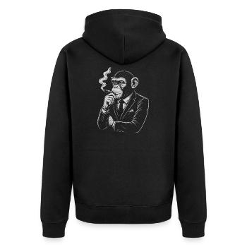 Zigarrenaffe im Anzug Retro - Unisex Premium Bio Zip Hoodie - Schwarz - Hinten - Nico (187cm)