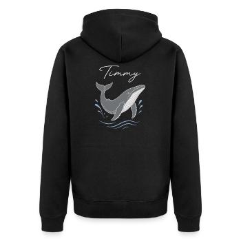 Timmy Wal Aquarell Meerliebe Shirt - Unisex Premium Bio Zip Hoodie - Schwarz - Hinten - Nico (187cm)