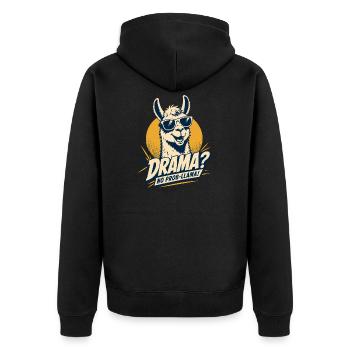 Drama No Prob Llama Humor - Unisex Premium Bio Zip Hoodie - Schwarz - Hinten - Nico (187cm)