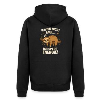Faultier Müde Faul Mitarbeiter, Ich bin nicht faul - Unisex Premium Bio Zip Hoodie - Schwarz - Hinten - Nico (187cm)