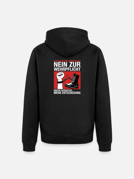 Nein Zur Wehrpflicht - Unisex Premium Bio Zip Hoodie - Schwarz
