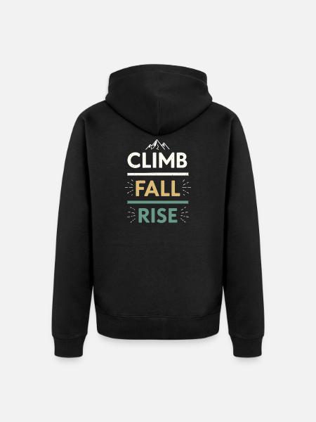 Climbs Falls Raises Mountain - Unisex Premium Organic Zip Hoodie - black