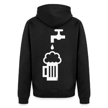 Bierkrug Zapfhahn (Bier Maßkrug Bierseidel White) - Unisex Premium Bio Zip Hoodie - Schwarz - Hinten - Nico (187cm)