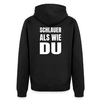 SCHLAUER ALS WIE DU - Unisex Premium Bio Zip Hoodie - Schwarz - Hinten - Nico (187cm)
