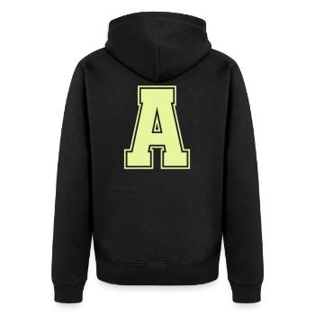 A_Buchstabe- - Unisex Premium Bio Zip Hoodie - Schwarz - Hinten - Nico (187cm)
