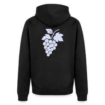 Trauben-Silhouette im Flieder - Unisex Premium Bio Zip Hoodie - Schwarz - Hinten - Nico (187cm)