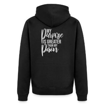 Mon but est plus grand que ma douleur, ce qui signifie le logo des guillemets - Veste à capuche bio Premium Unisexe - noir - Dos - Nico (187cm)