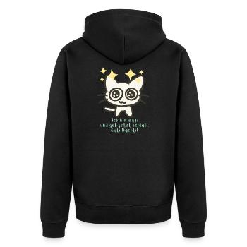 Gute Nacht, ich bin müde - Unisex Premium Bio Zip Hoodie - Schwarz - Hinten - Nico (187cm)