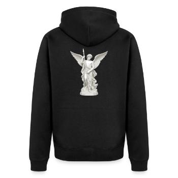 Winged Angel with Spear Illustration - Unisex Premium Organic Zip Hoodie - black - Back - Nico (187cm)