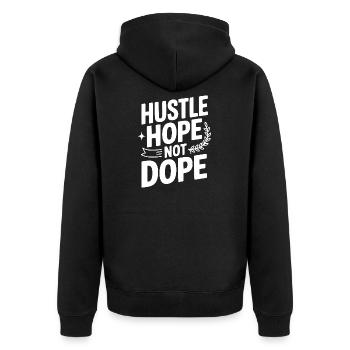 Hustle Hope - Unisex Premium Organic Zip Hoodie - black - Back - Nico (187cm)