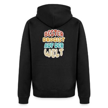 Beruf Drogist - Unisex Premium Bio Zip Hoodie - Schwarz - Hinten - Nico (187cm)