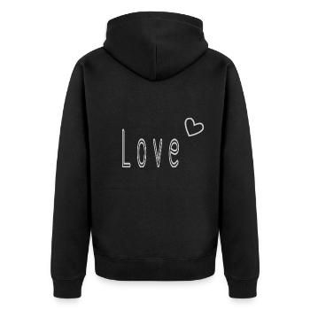 VALENTINSTAG. ICH LIEBE DICH. ICH LIEBE DICH. LIEBE. LIEBE - Unisex Premium Bio Zip Hoodie - Schwarz - Hinten - Nico (187cm)
