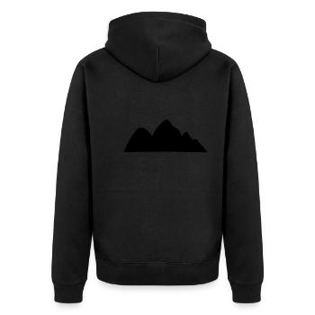 Berge Berg Gebirge Mountain 12 Zeichenfläche 13 - Unisex Premium Bio Zip Hoodie - Schwarz - Hinten - Nico (187cm)