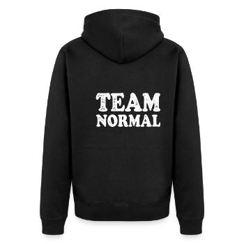 Team Normal - Unisex Premium Bio Zip Hoodie - Schwarz - Hinten - Nico (187cm)