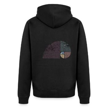 Fibonacci Spiral Elephant - Golden Ratio grungy 2 - Unisex Premium Organic Zip Hoodie - black - Back - Nico (187cm)
