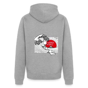 Summer Vibes Doddle - Unisex Premium Bio Zip Hoodie - Grau meliert - Hinten - Nico (187cm)