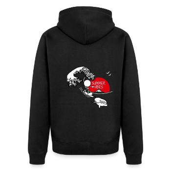 Summer Vibes Plain Doddle - Unisex Premium Organic Zip Hoodie - black - Back - Nico (187cm)