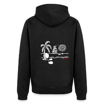 It Can Wait Plain Doodle - Unisex Premium Bio Zip Hoodie - Schwarz - Hinten - Nico (187cm)