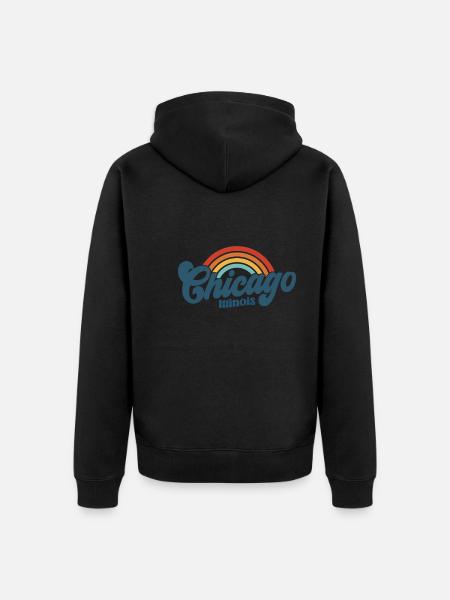 Chicago 70s Hippie - Unisex Premium Organic Zip Hoodie - black