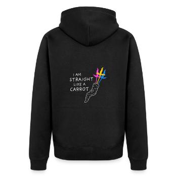 pan pride - straight like a carrot - white - Unisex Premium Organic Zip Hoodie - black - Back - Nico (187cm)
