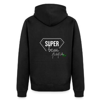 super beau papa - père - fête des pères - Veste à capuche bio Premium Unisexe - noir - Dos - Nico (187cm)