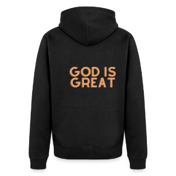 Dieu est grand - Citation chrétienne - Veste à capuche bio Premium Unisexe - noir - Dos - Nico (187cm)