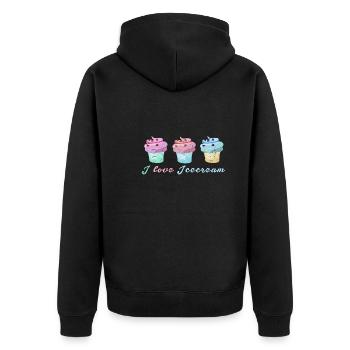 crème glacée, crème glacée, j’adore la crème glacée, pastel, cornet de crème glacée - Veste à capuche bio Premium Unisexe - noir - Dos - Nico (187cm)
