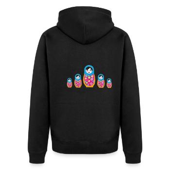 matroschka,Matroschka,Matrjoschka,Matruschka - Unisex Premium Bio Zip Hoodie - Schwarz - Hinten - Nico (187cm)