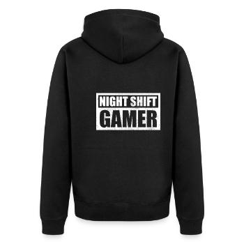 Gaming Night Shift Gamer - Veste à capuche bio Premium Unisexe - noir - Dos - Nico (187cm)