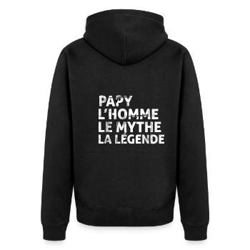 Papy l' homme le mythe la légende cadeau Papy - Veste à capuche bio Premium Unisexe - noir - Dos - Nico (187cm)