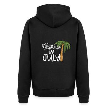 Funny Christmas in July, Xmas in Julyy - Unisex Premium Organic Zip Hoodie - black - Back - Nico (187cm)