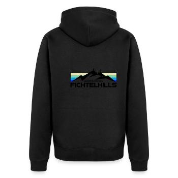 Fichtelhills Mountainbiking Fichtelgebirge Fahrrad - Unisex Premium Bio Zip Hoodie - Schwarz - Hinten - Nico (187cm)