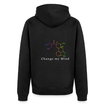 LSD Acid Rave Techno Hippie Psychedelisch - Unisex Premium Bio Zip Hoodie - Schwarz - Hinten - Nico (187cm)