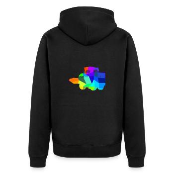 Kompaktlader Regenbogen Polygon Baufahrzeug - Unisex Premium Bio Zip Hoodie - Schwarz - Hinten - Nico (187cm)