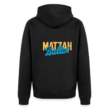 Matzah Ballin - Unisex Premium Bio Zip Hoodie - Schwarz - Hinten - Nico (187cm)